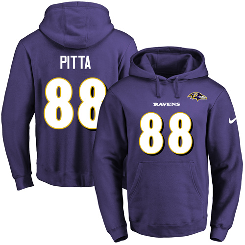 Nike Ravens #88 Dennis Pitta Purple Name & Number Pullover NFL Hoodie - Click Image to Close