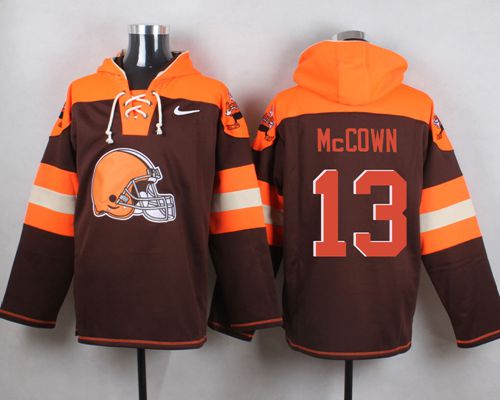 Nike Browns #13 Josh McCown Brown Player Pullover NFL Hoodie - Click Image to Close