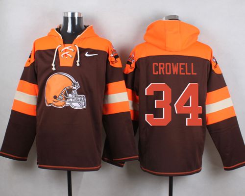 Nike Browns #34 Isaiah Crowell Brown Player Pullover NFL Hoodie - Click Image to Close