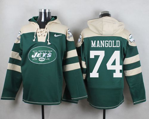 Nike Jets #74 Nick Mangold Green Player Pullover NFL Hoodie - Click Image to Close