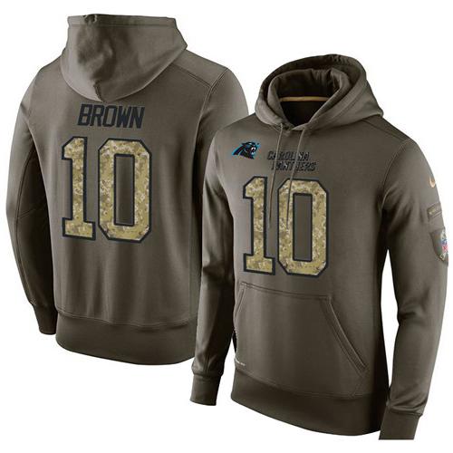 NFL Men's Nike Carolina Panthers #10 Corey Brown Stitched Green Olive Salute To Service KO Performance Hoodie - Click Image to Close