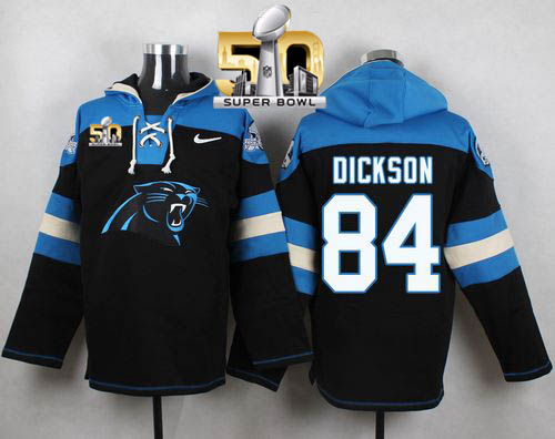 Nike Panthers #84 Ed Dickson Black Super Bowl 50 Player Pullover NFL Hoodie