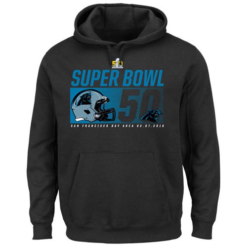 Carolina Panthers Majestic Super Bowl 50 Bound On Our Way Pullover Hoodie Black - Click Image to Close