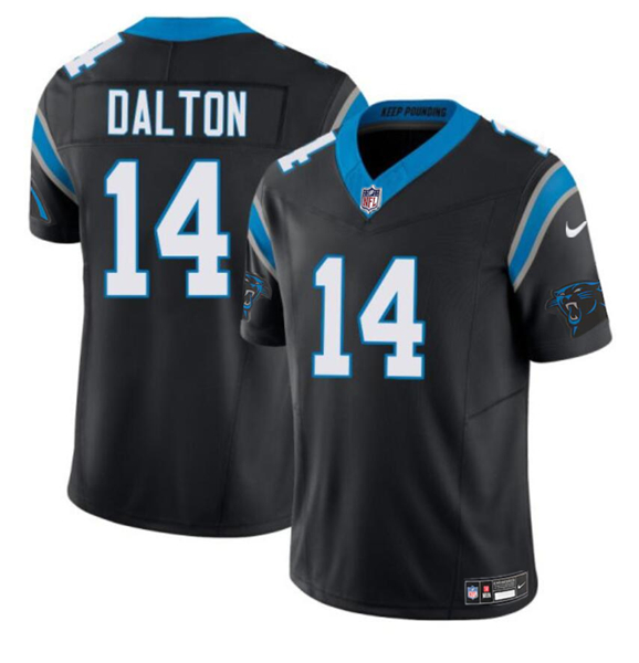 Men's Carolina Panthers #14 Andy Dalton Black 2024 F.U.S.E. Vapor Limited Football Stitched Jersey