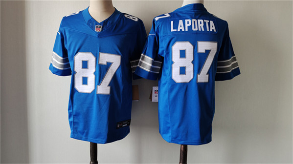 Men's Detroit Lions #87 Sam LaPorta Blue 2024 F.U.S.E. Vapor Limited Football Stitched Jersey - Click Image to Close