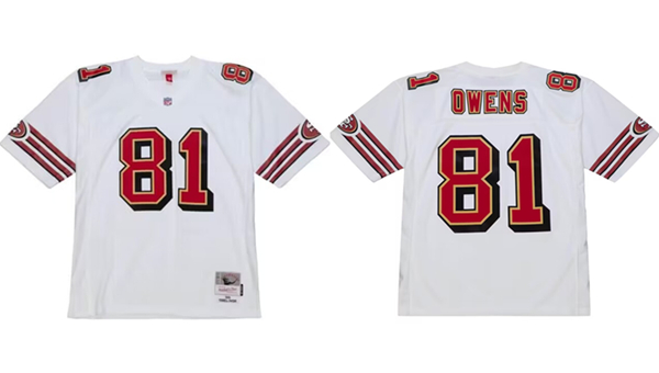 Men's San Francisco 49ers #81 Terrell Owens White 1996 Football Stitched Jersey - Click Image to Close