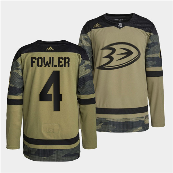 Men's Anaheim Ducks #4 Cam Fowler 2022 Camo Military Appreciation Night Stitched Jersey - Click Image to Close