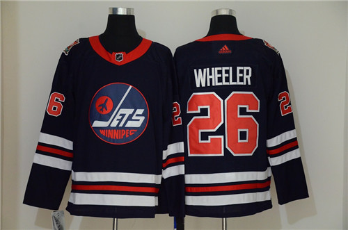 Men's Winnipeg Jets #26 Blake Wheeler Navy Stitched NHL Jersey - Click Image to Close