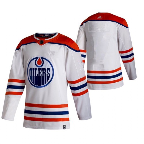 Men's Edmonton Oilers White 2020-21 Reverse Retro Stitched NHL Jersey - Click Image to Close