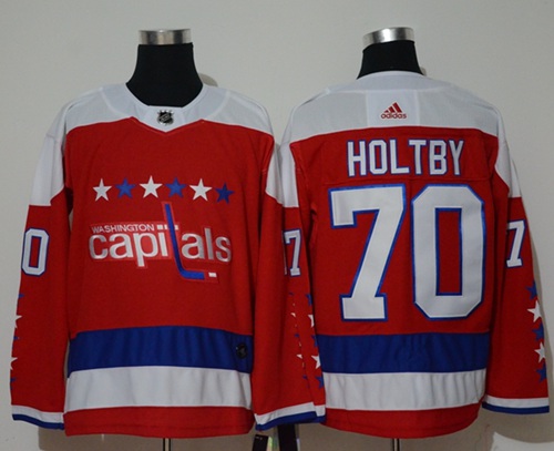 Men's Washington Capitals #70 Braden Holtby Red Stitched NHL Jersey - Click Image to Close