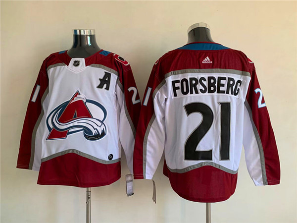 Men's Colorado Avalanche #21 Peter Forsberg White Stitched Jersey