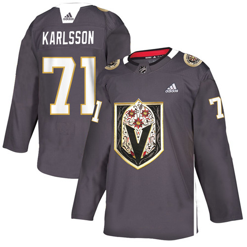 Men's Vegas Golden Knights #71 William Karlsson Grey Latino Heritage Night Stitched NHL Jersey - Click Image to Close