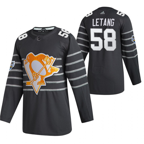 Men's Pittsburgh Penguins #58 Kris Letang Grey All Star Stitched NHL Jersey - Click Image to Close