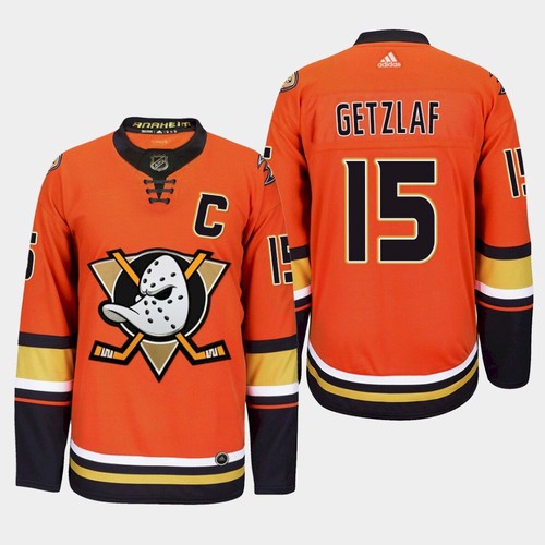 Men's Anaheim Ducks #15 Ryan Getzlaf Orange Stitched NHL Jersey - Click Image to Close