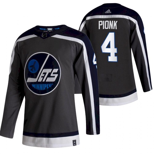 Men's Winnipeg Jets #4 Neal Pionk 2021 Grey Reverse Retro Stitched NHL Jersey