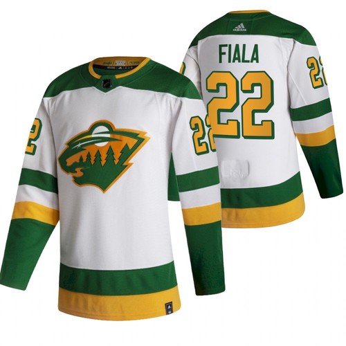 Men's Minnesota Wild #22 Kevin Fiala 2021 White Reverse Retro Stitched NHL Jersey - Click Image to Close