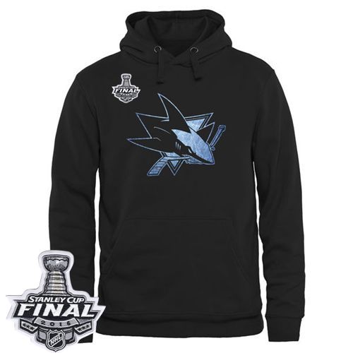 San Jose Sharks Rinkside Pond Hockey Pullover 2016 Stanley Cup Final Patch Hoodie Black - Click Image to Close