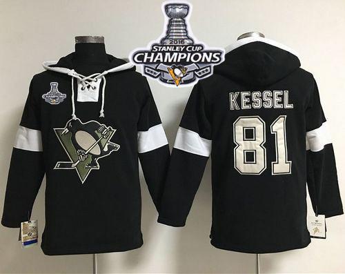 Penguins #81 Phil Kessel Black 2016 Stanley Cup Champions Pullover NHL Hoodie - Click Image to Close