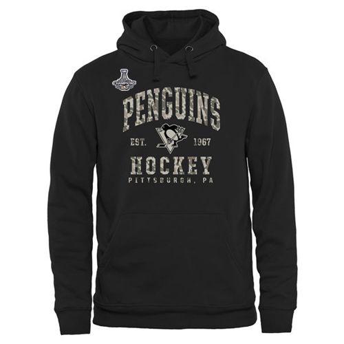 Pittsburgh Penguins Black Camo Stack 2016 Stanley Cup Champions Pullover Hoodie