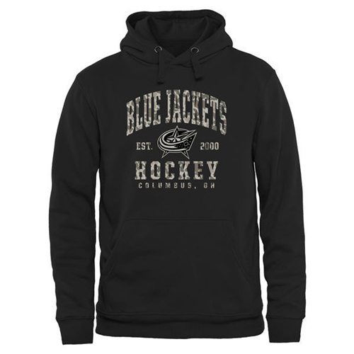 Columbus Blue Jackets Black Camo Stack Pullover Hoodie