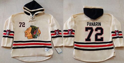 Blackhawks #72 Artemi Panarin Cream Heavyweight Pullover Hoodie Stitched NHL Jersey