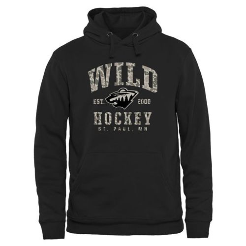 Minnesota Wild Black Camo Stack Pullover Hoodie