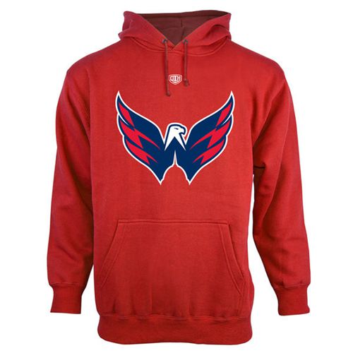 Washington Capitals Old Time Hockey Big Logo with Crest Pullover Hoodie Red - Click Image to Close