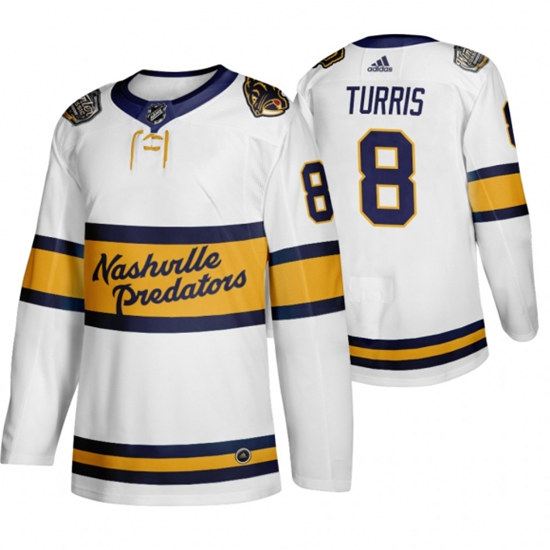 Men's Nashville Predators adidas #8 Kyle Turris White 2020 Winter Stitched NHL Jersey - Click Image to Close