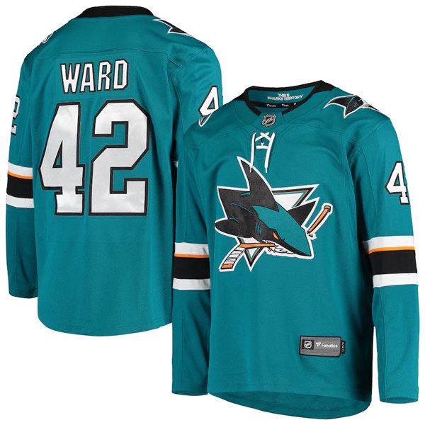 Men's San Jose Sharks #42 Joel Ward Teal Stitched Jersey - Click Image to Close