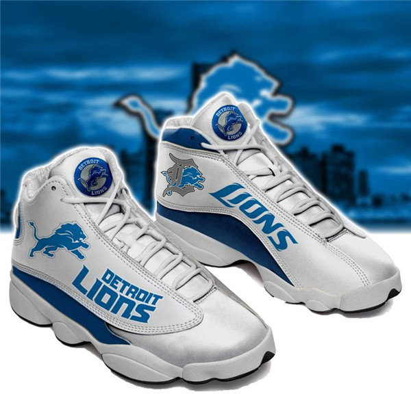 Women's Detroit Lions AJ13 Series High Top Leather Sneakers 002 - Click Image to Close