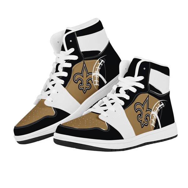 Women's New Orleans Saints AJ High Top Leather Sneakers 002 - Click Image to Close