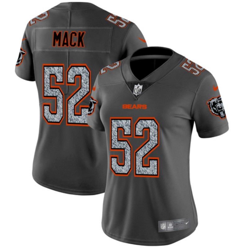 Women's Chicago Bears #52 Khalil Mack 2019 Gray Fashion Static Limited Stitched NFL Jersey(Run Smal) - Click Image to Close