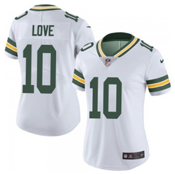 Women's Green Bay Packers #10 Jordan Love 2020 White Vapor Untouchable Limited Stitched Jersey(Run Small) - Click Image to Close