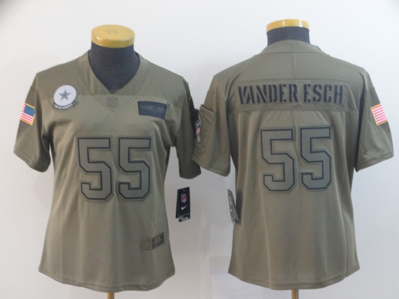 Women's Dallas Cowboys #55 Leighton Vander Esch 2019 Camo Salute To Service Stitched NFL Jersey - Click Image to Close