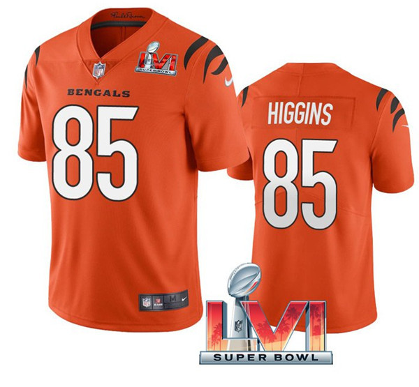 Women's Cincinnati Bengals #85 Tee Higgins 2022 Orange Super Bowl LVI Vapor Limited Stitched Jersey(Run Small) - Click Image to Close