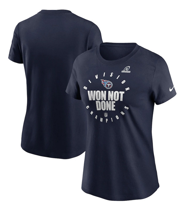 Women's Tennessee Titans 2020 Navy AFC South Division Champions NFL T-Shirt(Run Small) - Click Image to Close