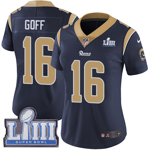 Women's Los Angeles Rams #16 Jared Goff Navy Blue Super Bowl LIII Vapor Untouchable Limited Stitched NFL Jersey ( Run Small ) - Click Image to Close