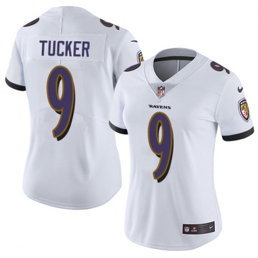 Women's Baltimore Ravens #9 Justin Tucker White Vapor Untouchable Limited NFL Jersey(Run Small) - Click Image to Close