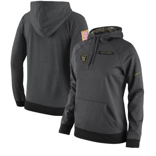 Women's Oakland Raiders Nike Anthracite Salute to Service Player Performance Hoodie - Click Image to Close