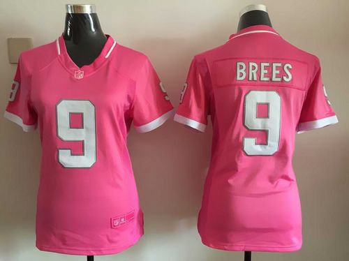 Nike Saints #9 Drew Brees Pink Women's Stitched NFL Elite Bubble Gum Jersey - Click Image to Close