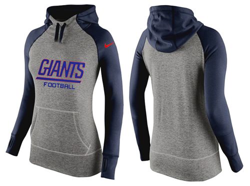 Women's Nike New York Giants Performance Hoodie Grey & Dark Blue