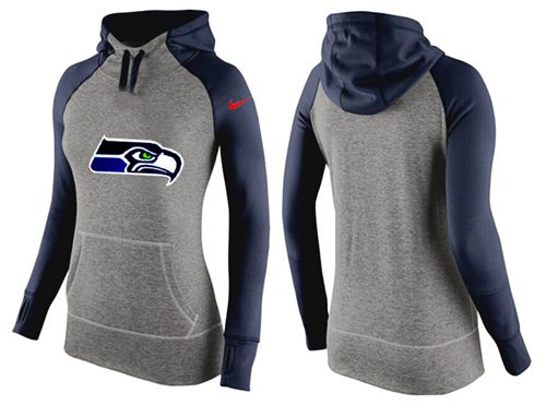 Women's Nike Seattle Seahawks Performance Hoodie Grey & Dark Blue_3