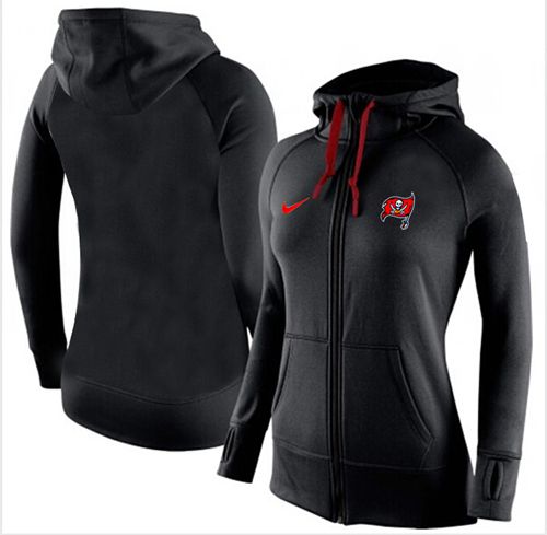 Women's Nike Tampa Bay Buccaneers Full-Zip Performance Hoodie Black - Click Image to Close