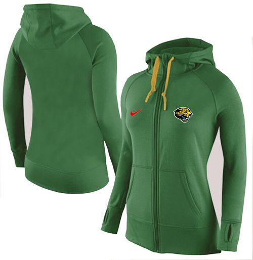 Women's Nike Jacksonville Jaguars Full-Zip Performance Hoodie Green - Click Image to Close