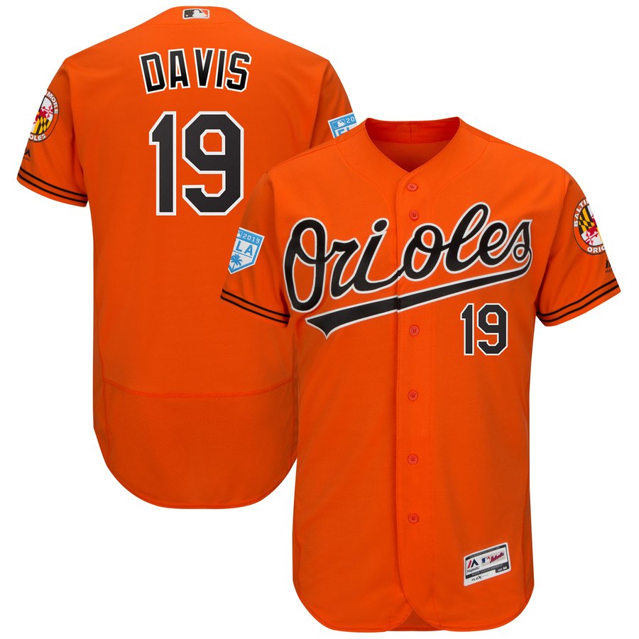 Orioles #19 Chris Davis Orange 2019 Spring Training Flex Base Stitched MLB Jersey - Click Image to Close