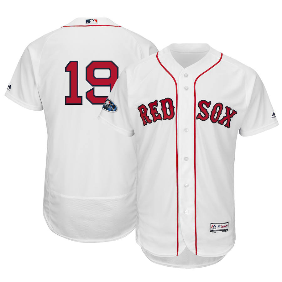 Boston Red Sox #19 Jackie Bradley Jr. Majestic 2018 Postseason Home Authentic Flex Base Player Jersey White - Click Image to Close