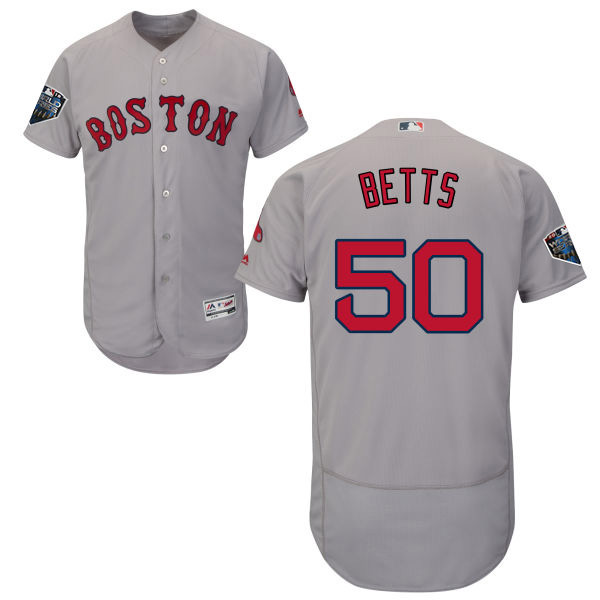 Red Sox #50 Mookie Betts Grey Flexbase Authentic Collection 2018 World Series Stitched MLB Jersey