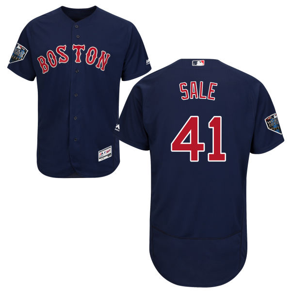 Red Sox #41 Chris Sale Navy Blue Flexbase Authentic Collection 2018 World Series Stitched MLB Jersey - Click Image to Close