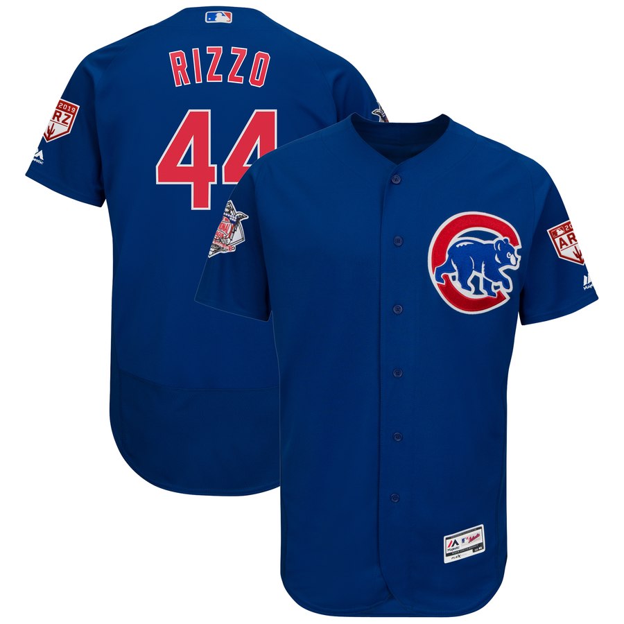 Cubs #44 Anthony Rizzo Blue 2019 Spring Training Flex Base Stitched MLB Jersey - Click Image to Close