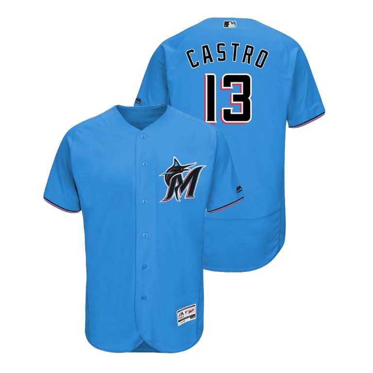 marlins #13 Starlin Castro Blue Alternate 2019 Authentic Collection Flex Base Stitched MLB Jersey